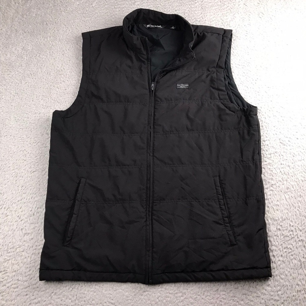 TravisMathew Palisades Puffer Vest Men XL Black Quilted Full Zip Layering Jacket